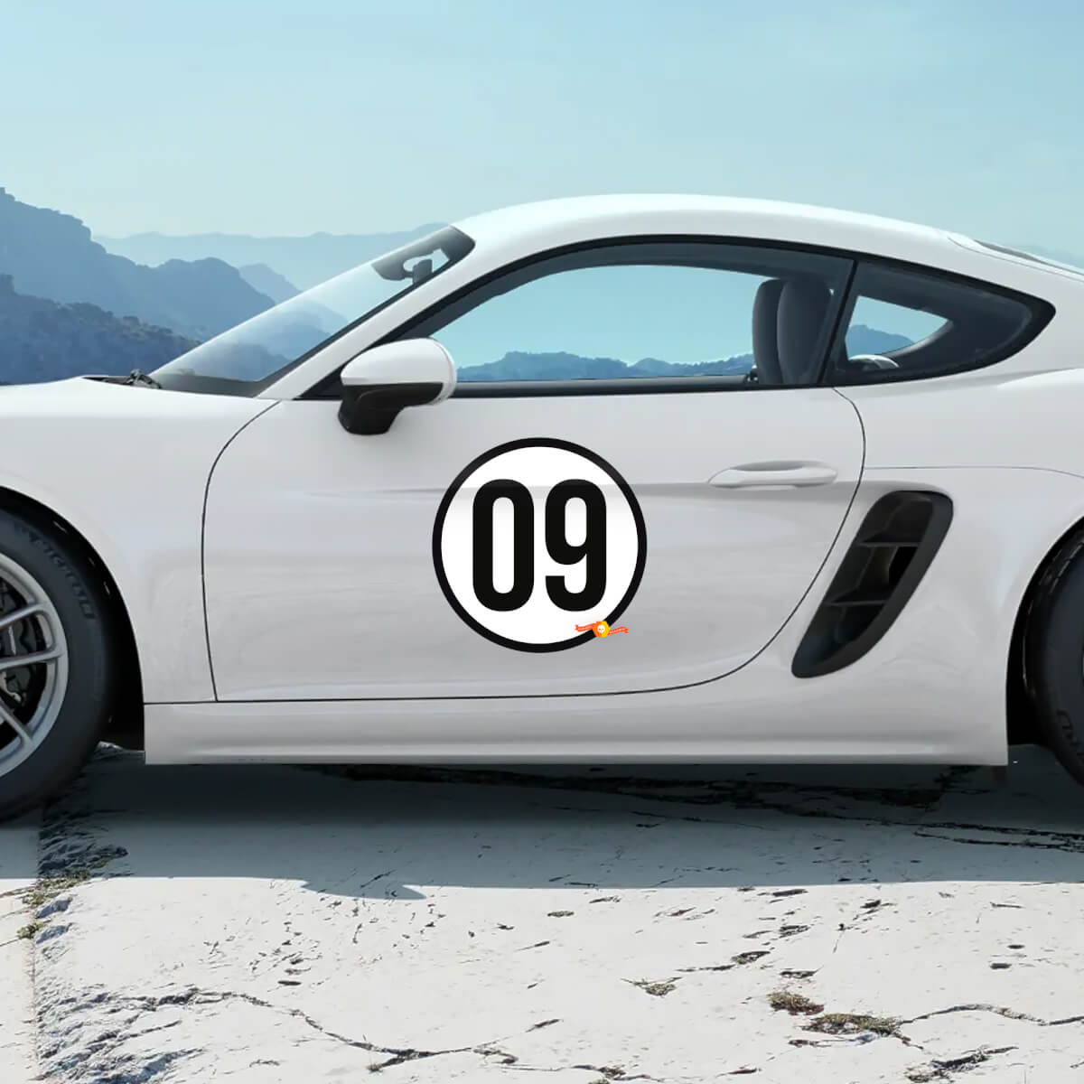 Kit di Adesivi in Vinile Numero Laterale Porta Design Heritage per Porsche 718 Cayman