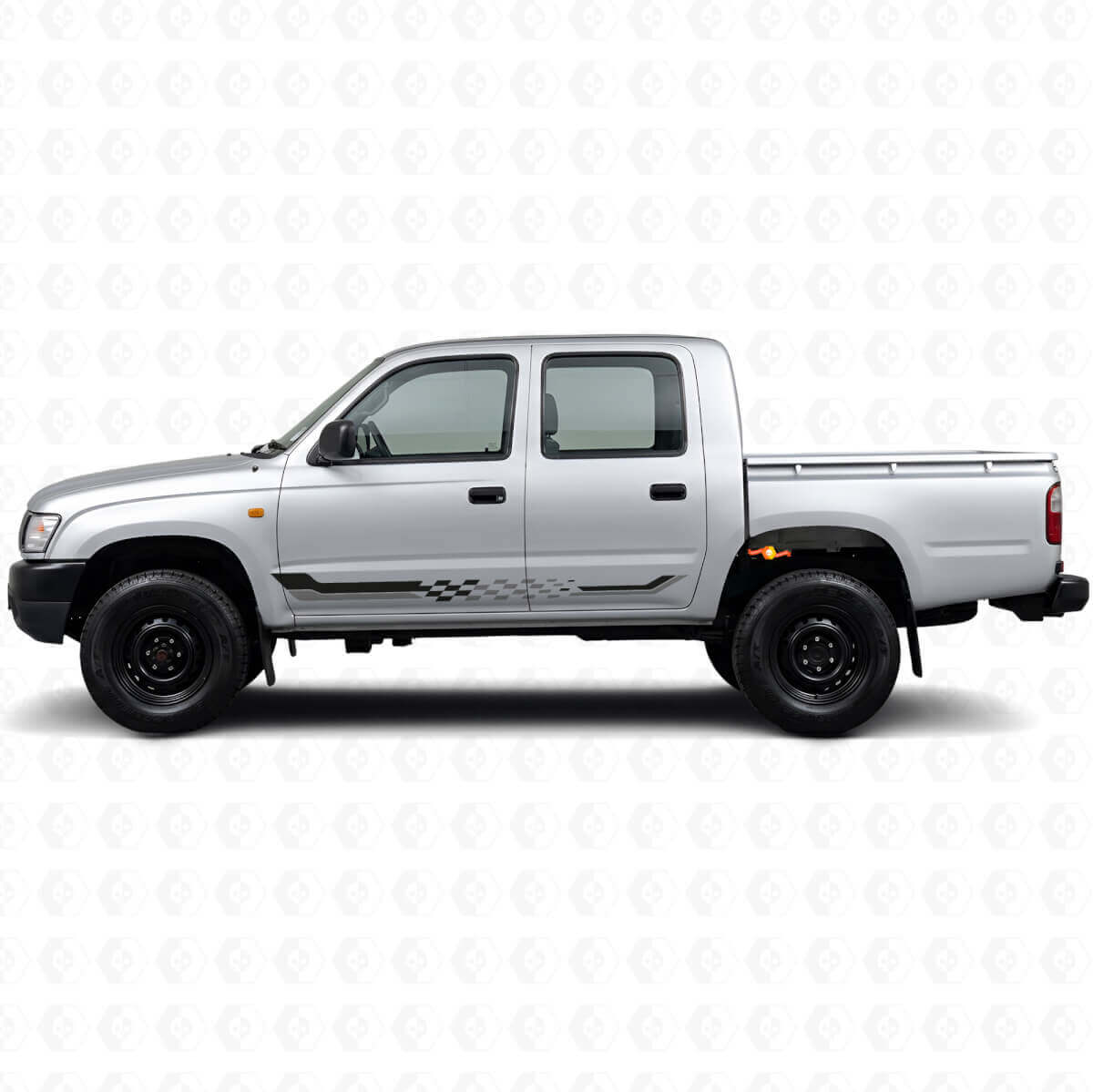 Adesivo in Vinile con Strisce Laterali a Bandiera a Scacchi per Toyota Hilux 1997-2004