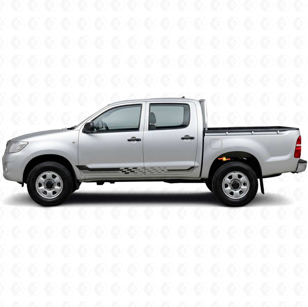 Adesivo in Vinile con Strisce Laterali a Scacchi per Toyota Hilux 2004-2015