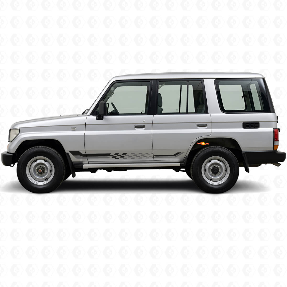 Adesivo in vinile con strisce laterali a bandiera a scacchi per Toyota Land Cruiser Prado 1990-1996