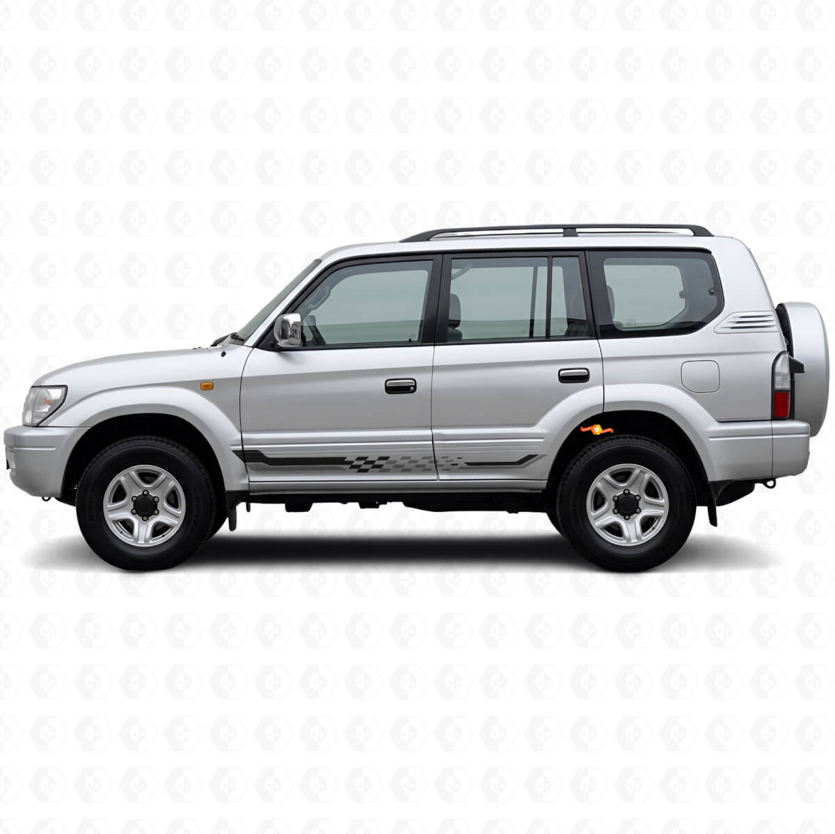 Adesivo in Vinile con Strisce Laterali a Scacchi per Toyota Land Cruiser Prado 1996-2002