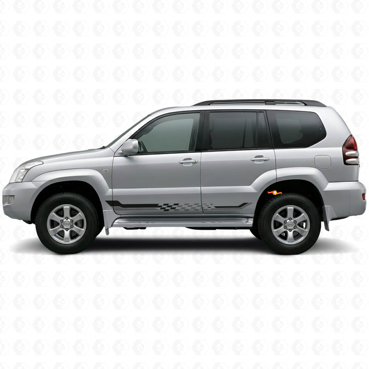 Adesivo in Vinile con Strisce Laterali a Scacchi per Toyota Land Cruiser Prado 2002-2009