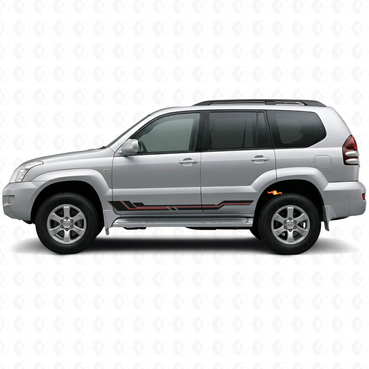 Adesivo in Vinile a Strisce Curvate per Minigonna per Toyota Land Cruiser Prado 2002-2009