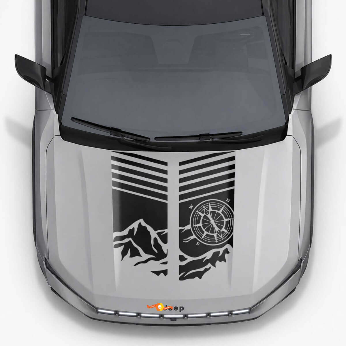 Adesivo in Vinile Strisce Cofano Mountain Style per Jeep Compass 2026
