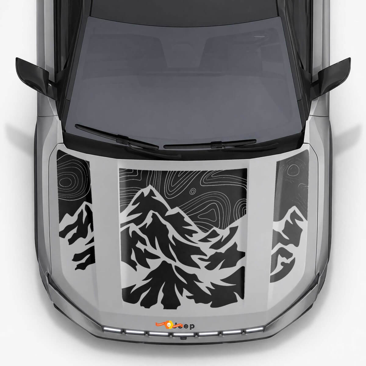 Adesivo in vinile a strisce con stile topografico montano per Jeep Compass 2026