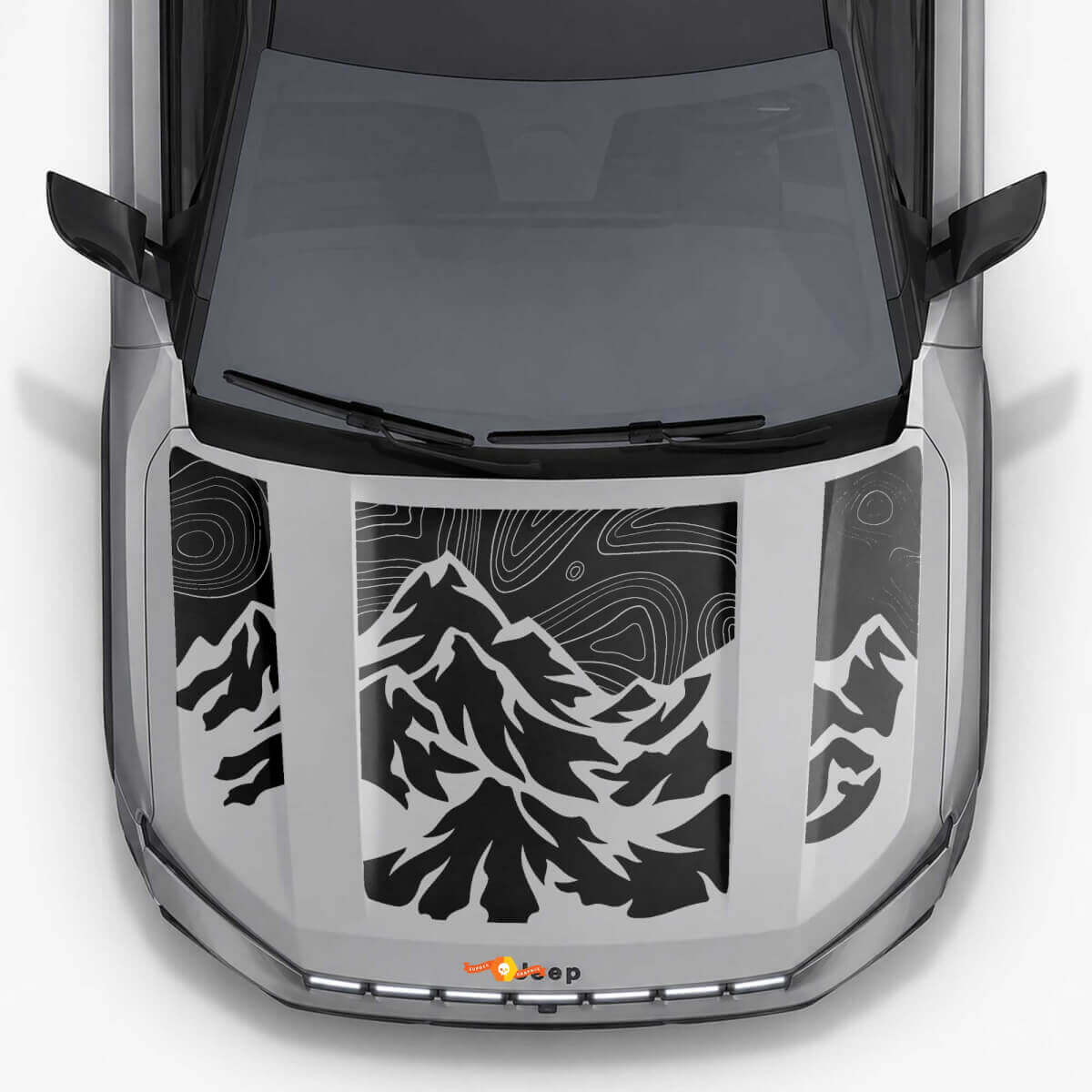 Adesivo in vinile a strisce con stile topografico montano per Jeep Compass 2026