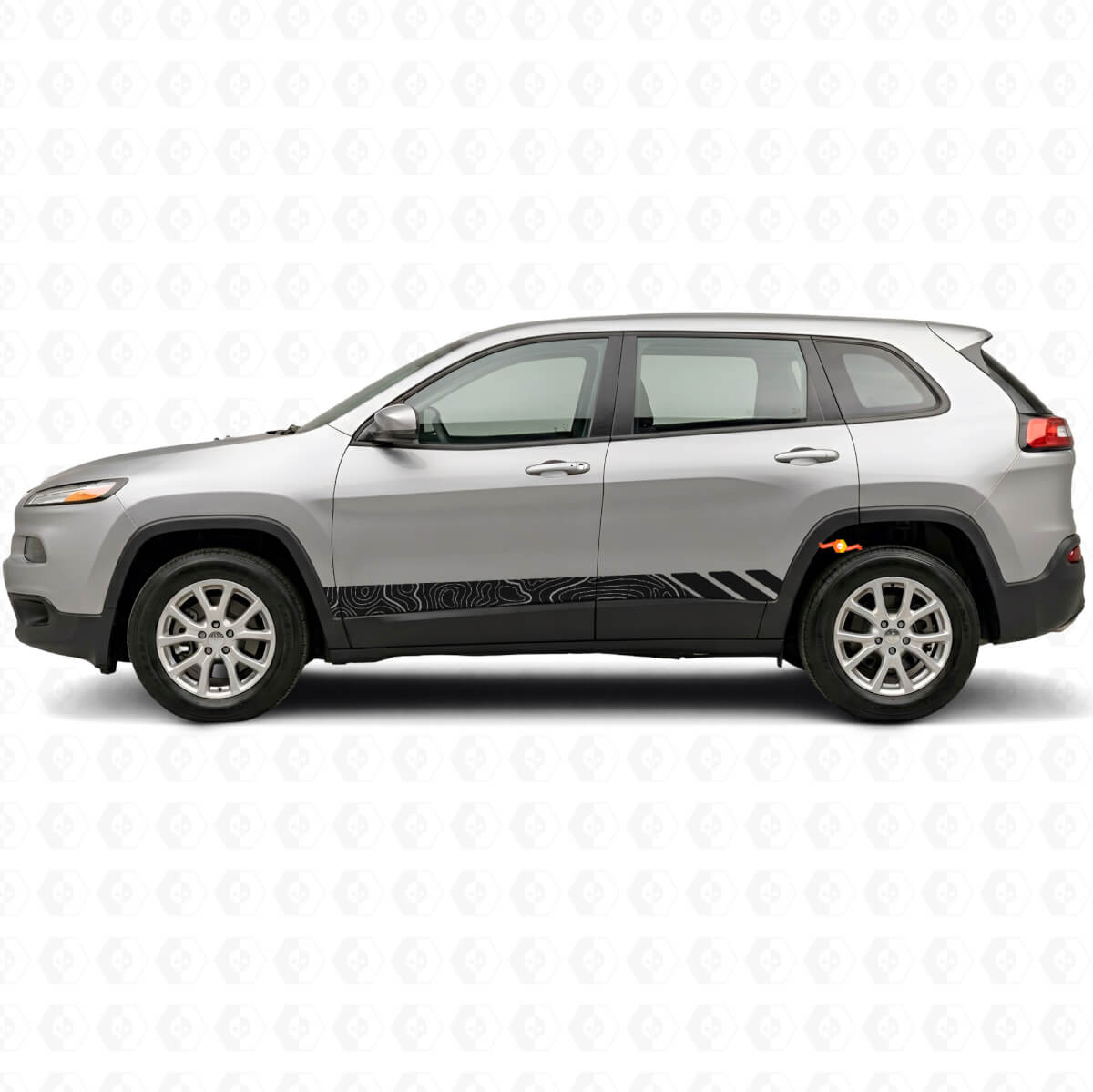 Adesivo Laterale in Vinile a Strisce Stile Topografico per Jeep Cherokee KL 2013-2023