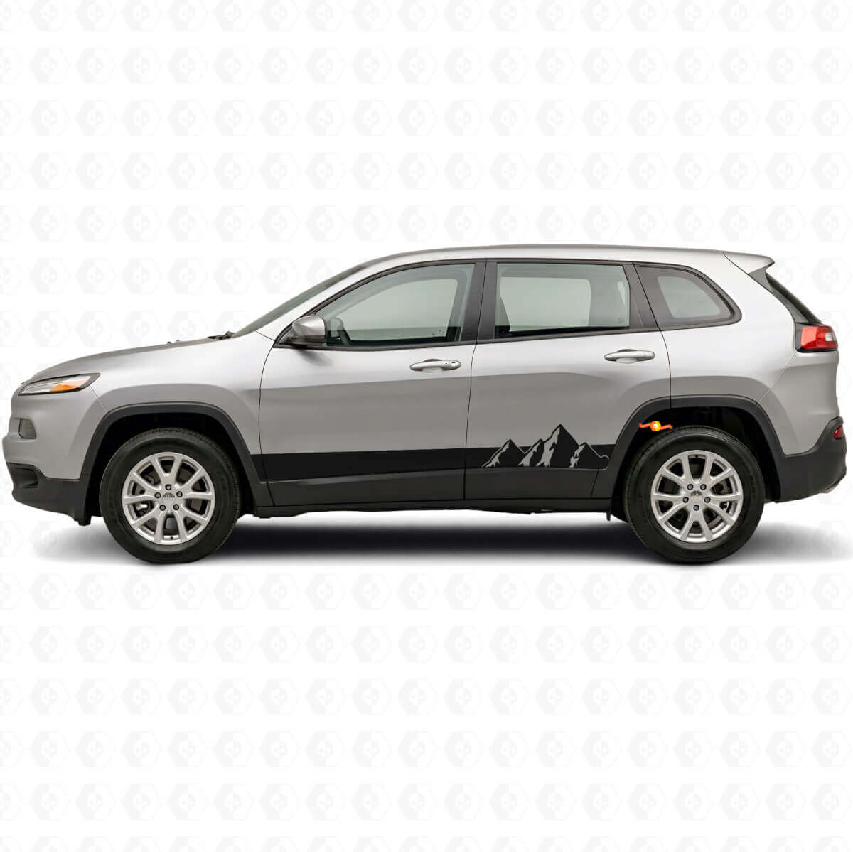 Adesivo laterale in vinile con strisce larghe a montagne per Jeep Cherokee KL 2013-2023