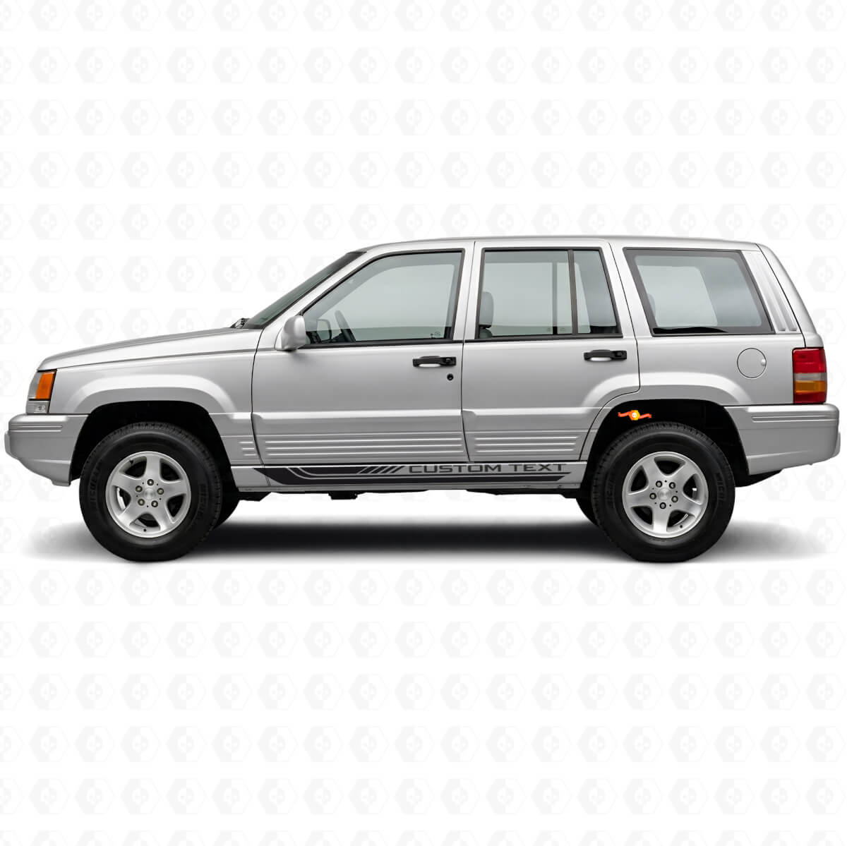 Adesivo Vinilico con Strisce Laterali Curve a Scacchi per Jeep Grand Cherokee 1993-1998