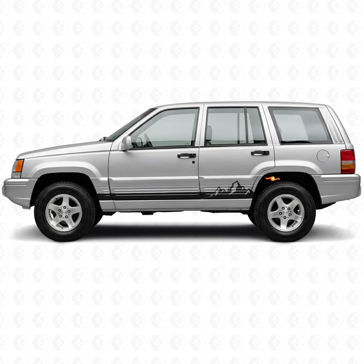 Adesivo Laterale in Vinile a Strisce Sottili Montagne per Jeep Grand Cherokee 1993-1998