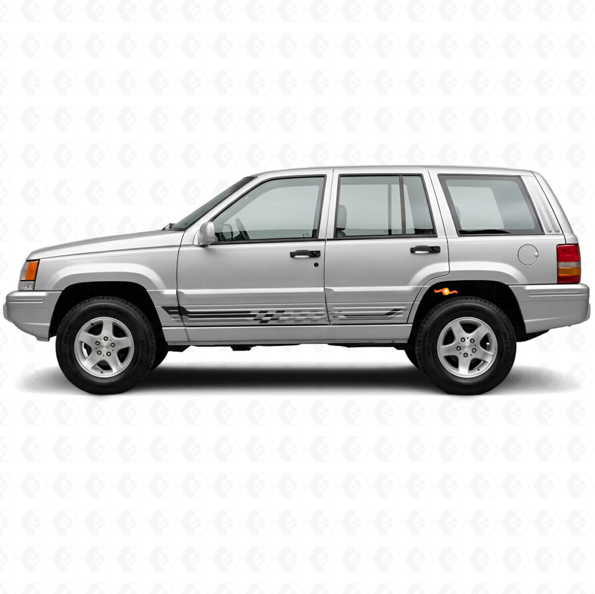 Adesivo in Vinile con Strisce Laterali a Scacchi per Jeep Grand Cherokee 1993-1998