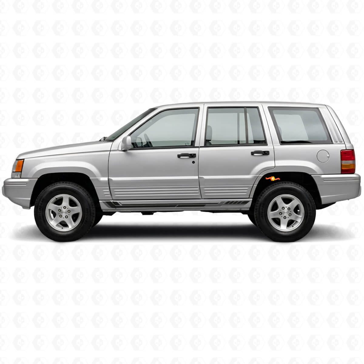 Adesivo Vinilico a Strisce Laterali Stile Racing per Jeep Grand Cherokee 1993-1998