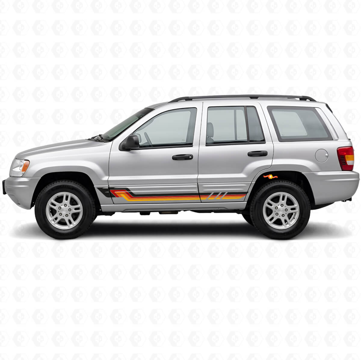 Adesivo in vinile con strisce laterali in stile vintage per Jeep Grand Cherokee 1999-2004