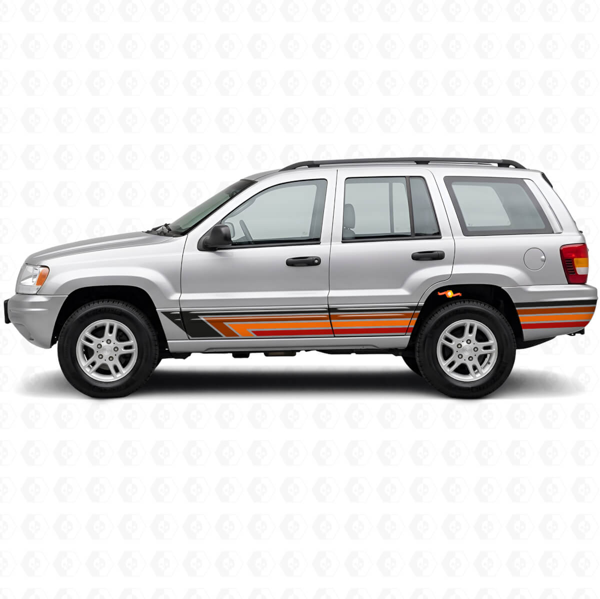 Strisce Dritte Vintage Adesivo Laterale in Vinile per Jeep Grand Cherokee 1999-2004
