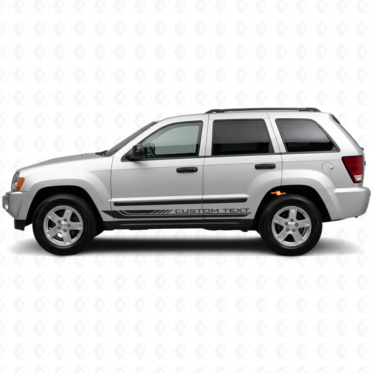 Adesivo in vinile con strisce laterali curve a scacchi per Jeep Grand Cherokee 2005-2010