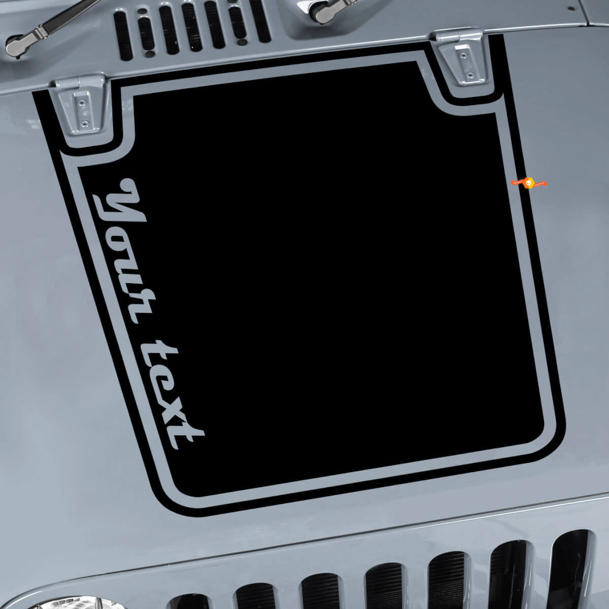 Adesivo in vinile nero con contorno personalizzato per cofano per Jeep CJ e Wrangler