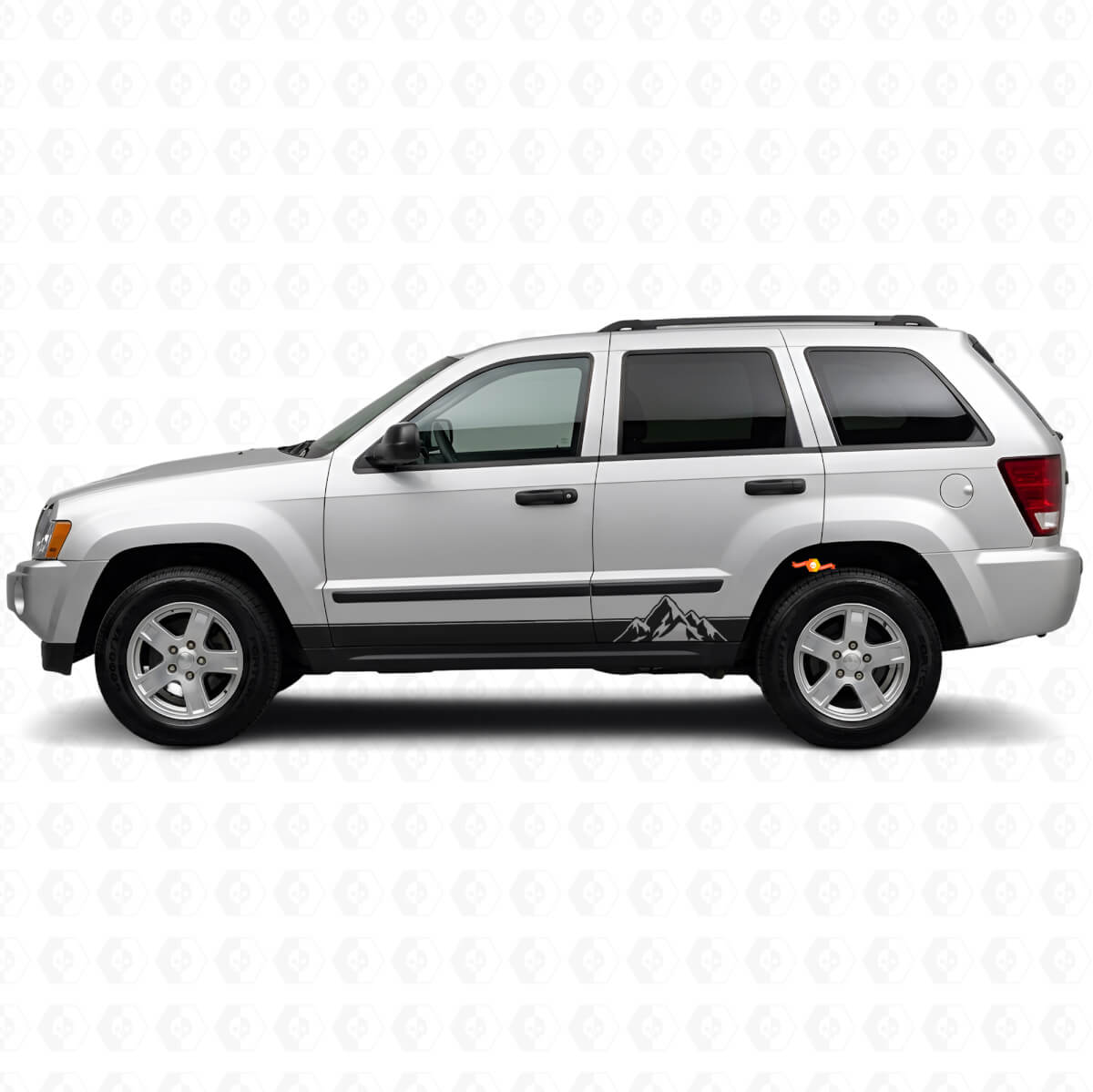 Adesivo laterale in vinile con strisce stile montagne per Jeep Grand Cherokee 2005-2010