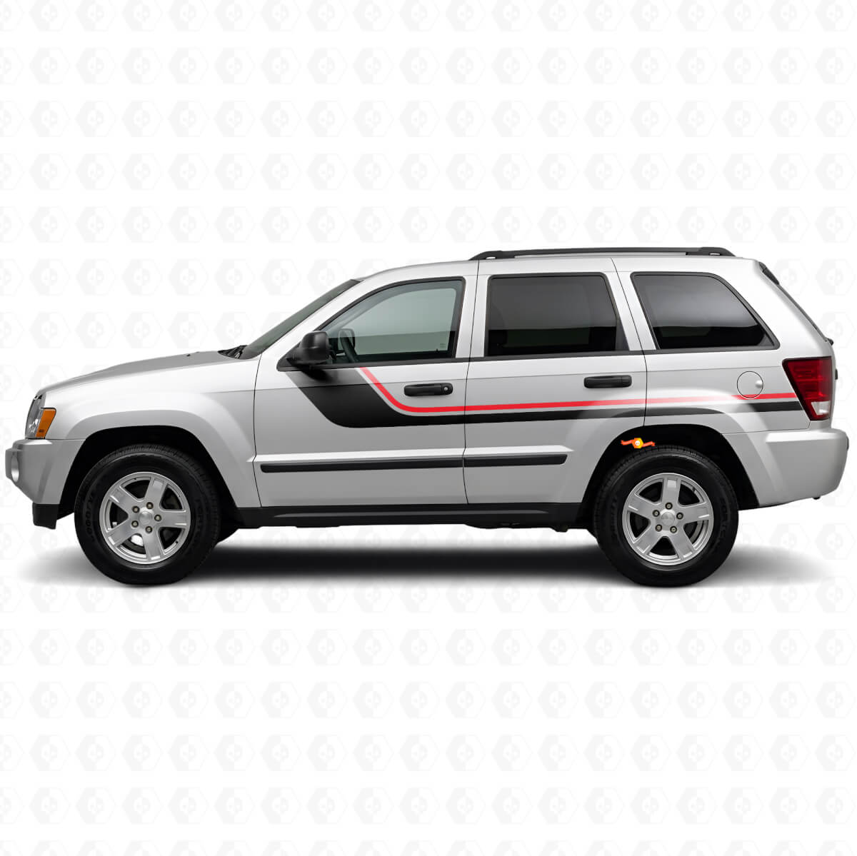 Adesivo Vinile Laterale a Doppia Striscia per Jeep Grand Cherokee 2005-2010