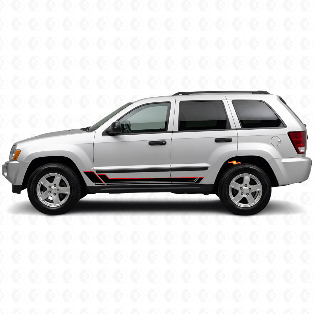 Adesivo in Vinile a Strisce Gemelle per Minigonna Jeep Grand Cherokee 2005-2010