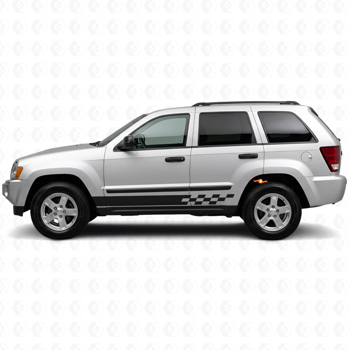 Adesivo Vinile Laterale a Strisce a Scacchi per Jeep Grand Cherokee 2005-2010