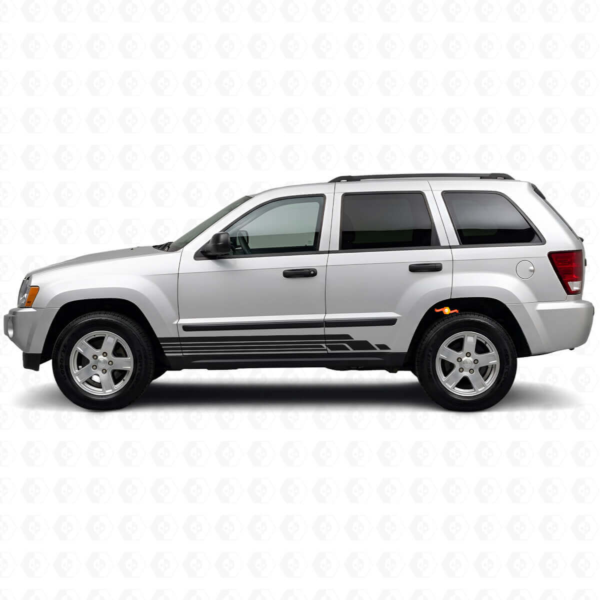 Kit Adesivi Laterali a Strisce Curvate per Jeep Grand Cherokee 2005-2010