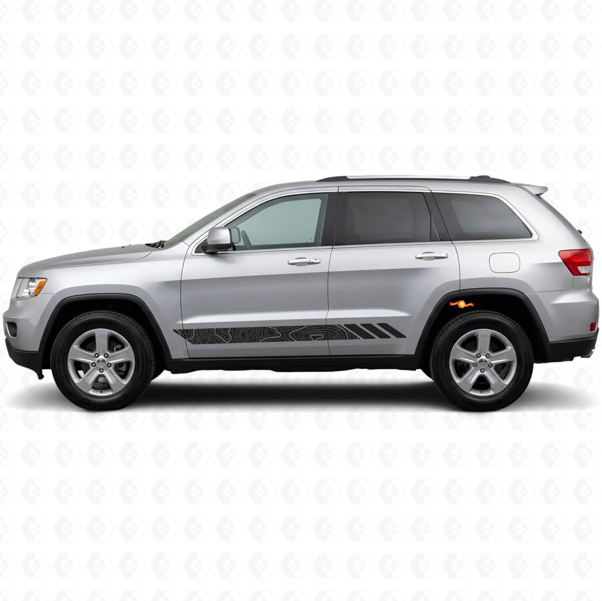 Adesivo laterale in vinile con strisce stile topografico per Jeep Grand Cherokee 2011-2021