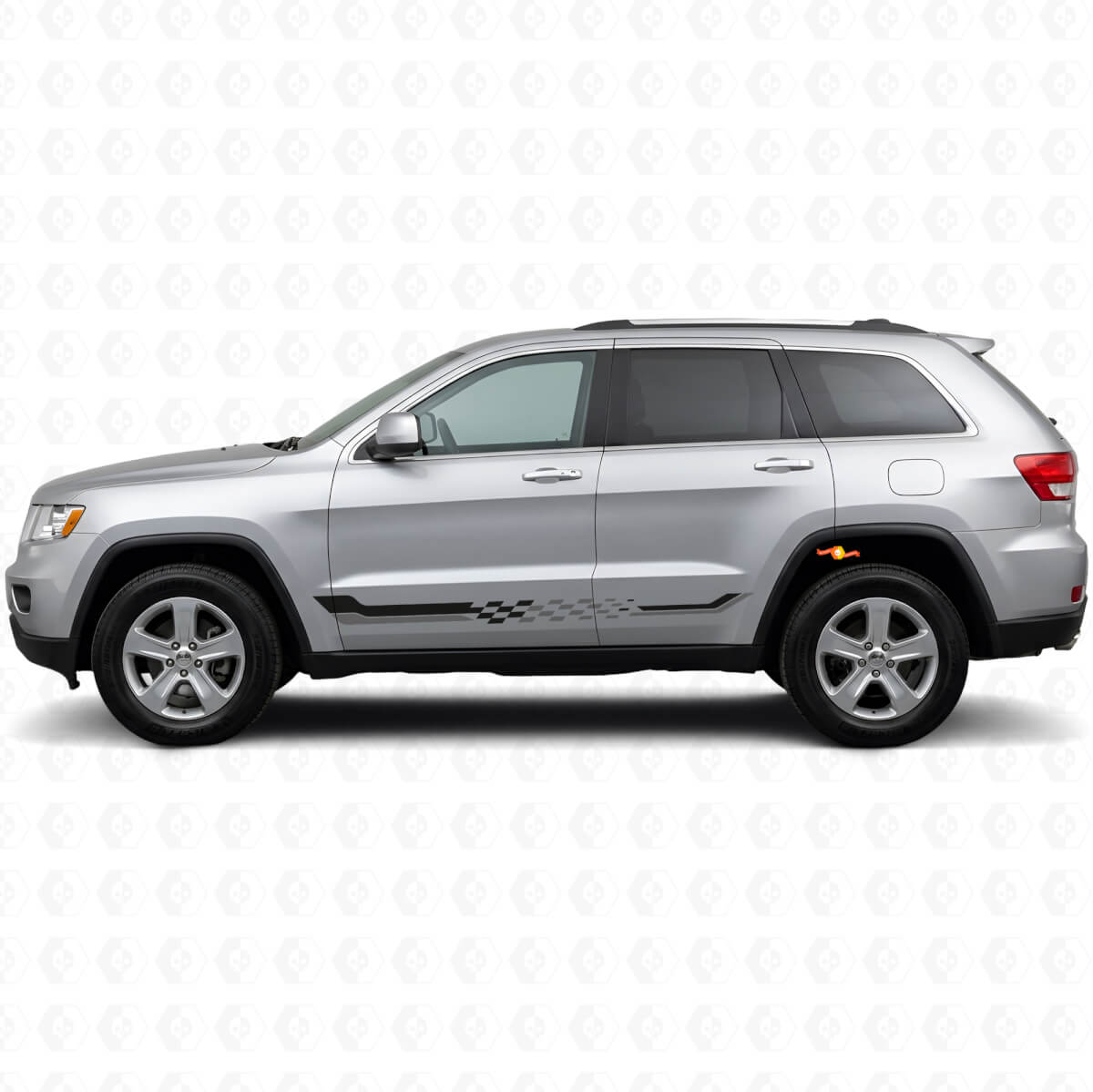 Adesivo in Vinile con Strisce Laterali a Bandiera a Scacchi per Jeep Grand Cherokee 2011-2021