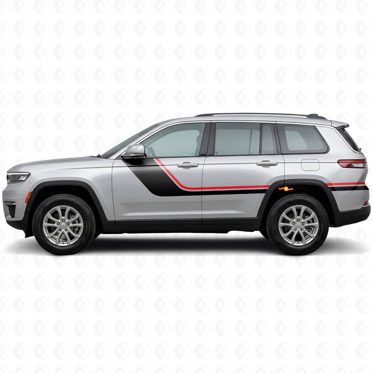 Adesivo Vinilato Laterale con Doppie Strisce per Jeep Grand Cherokee 2021+
