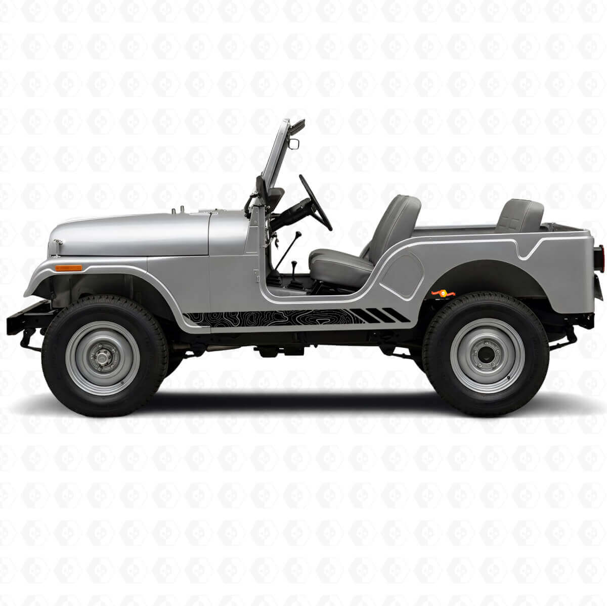 Adesivo Vinile di Strisce Laterali in Stile Topografico per Jeep CJ-5 1955-1983