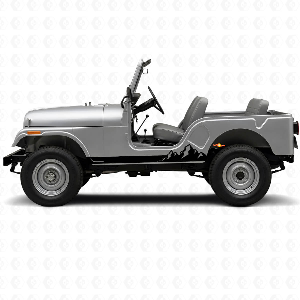 Adesivo Vinile Laterale a Strisce Sottili Montagne per Jeep CJ-5 1955-1983