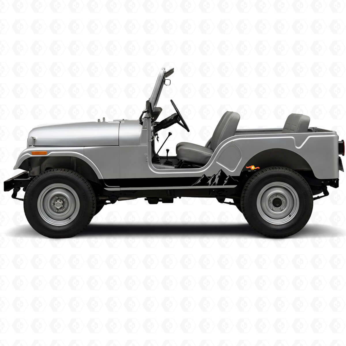 Adesivo in vinile laterale a strisce larghe Mountains per Jeep CJ-5 1955-1983