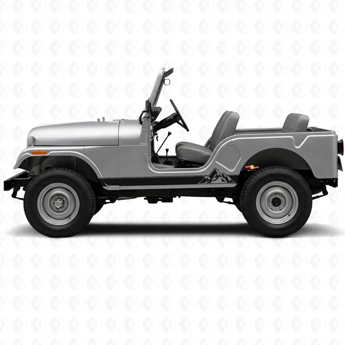 Adesivo Laterale in Vinile a Strisce Stile Montagne per Jeep CJ-5 1955-1983