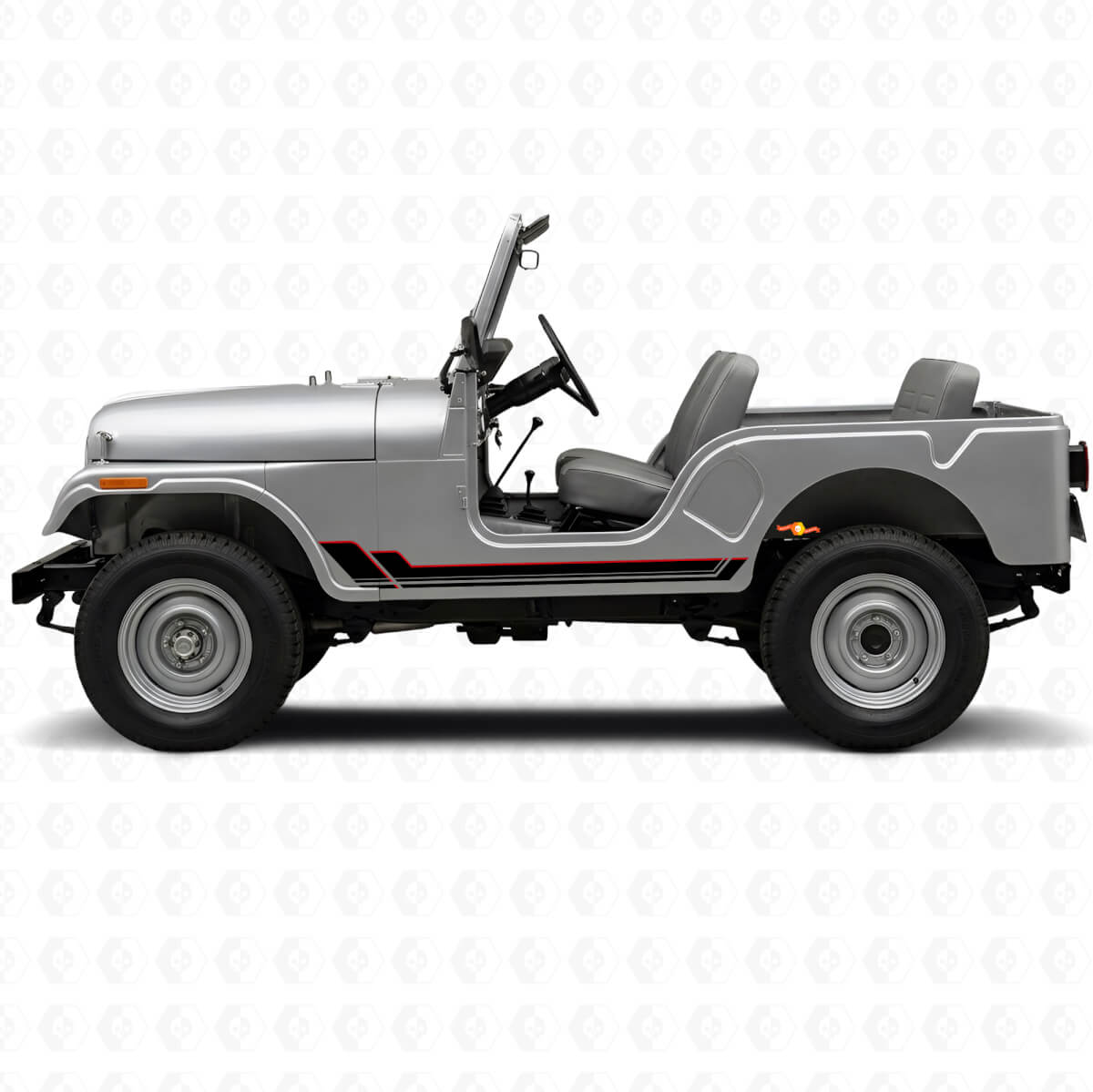 Adesivo Vinile con Doppie Strisce per Minigonne Jeep CJ-5 1955-1983
