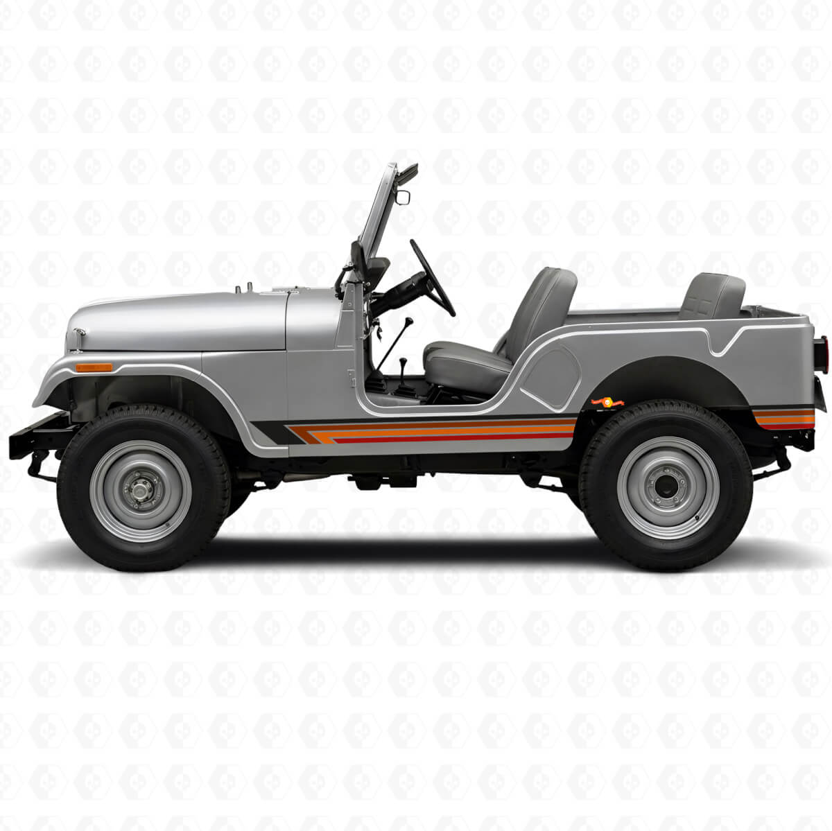 Adesivo laterale in vinile vintage a strisce dritte per Jeep CJ-5 1955-1983
