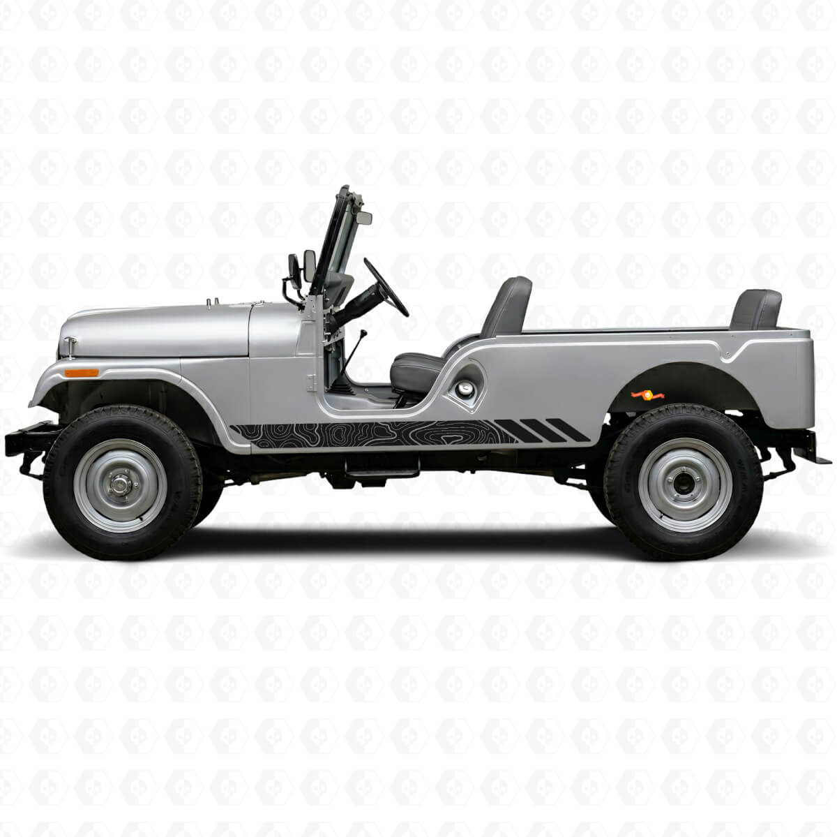 Adesivo laterale vinile a strisce stile topografico per Jeep CJ-6 1955-1975