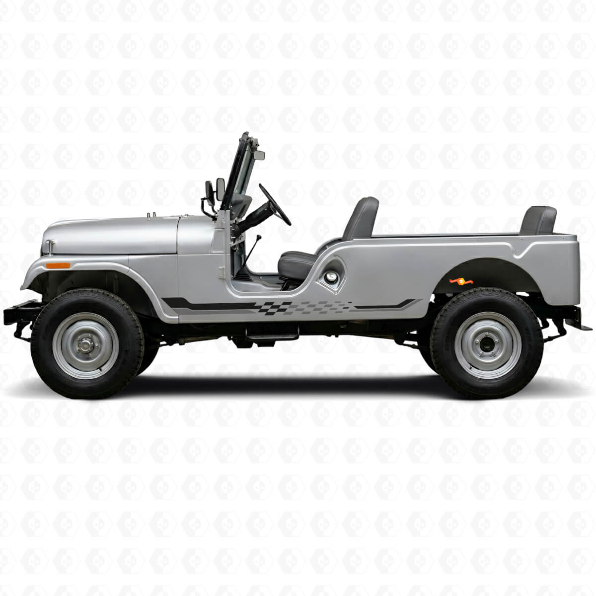 Adesivo in Vinile Strisce Laterali a Bandiera a Scacchi per Jeep CJ-6 1955-1975