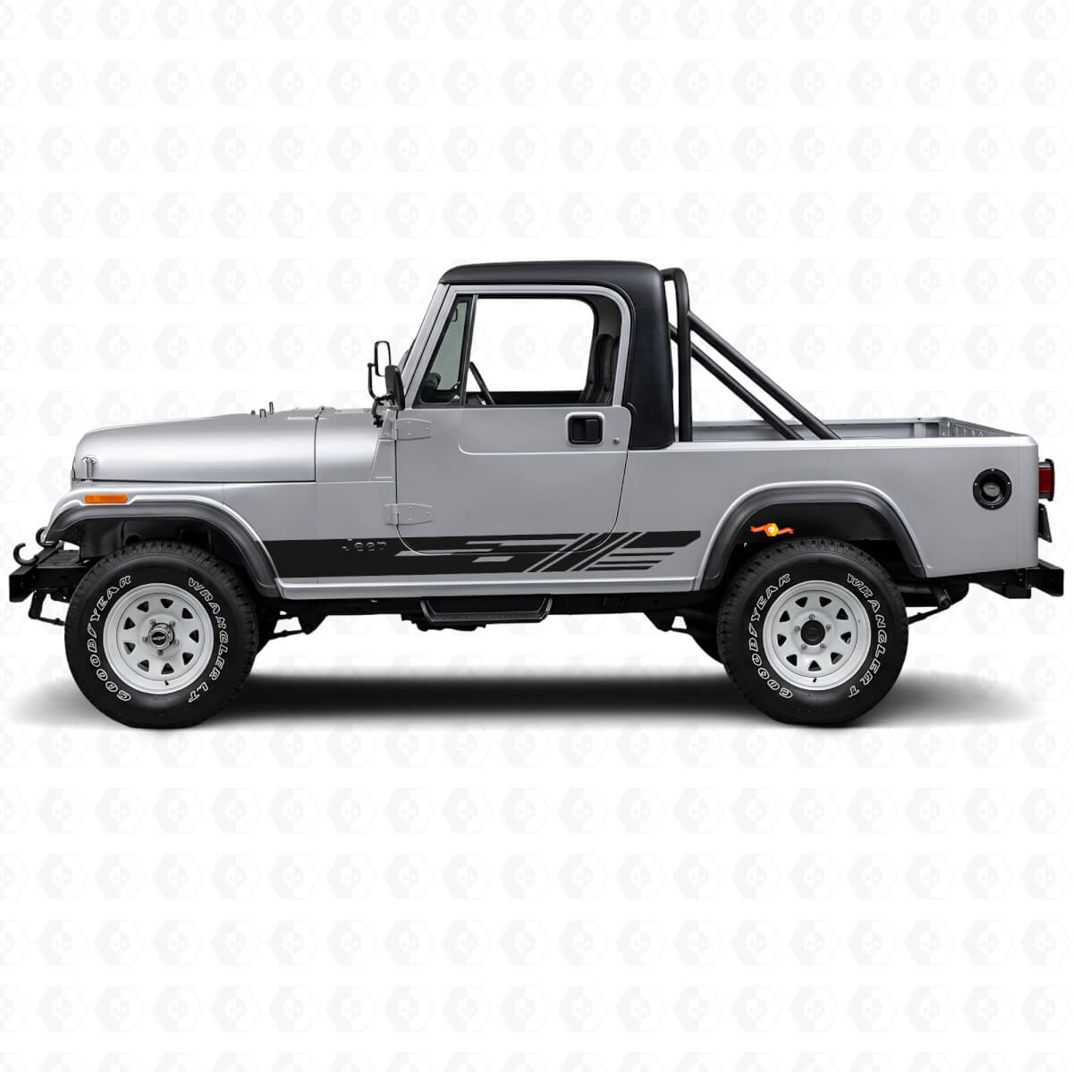 Kit Adesivi Vinilici Strisce Laterali Decorate per Jeep CJ-8 Scrambler 1981-1986