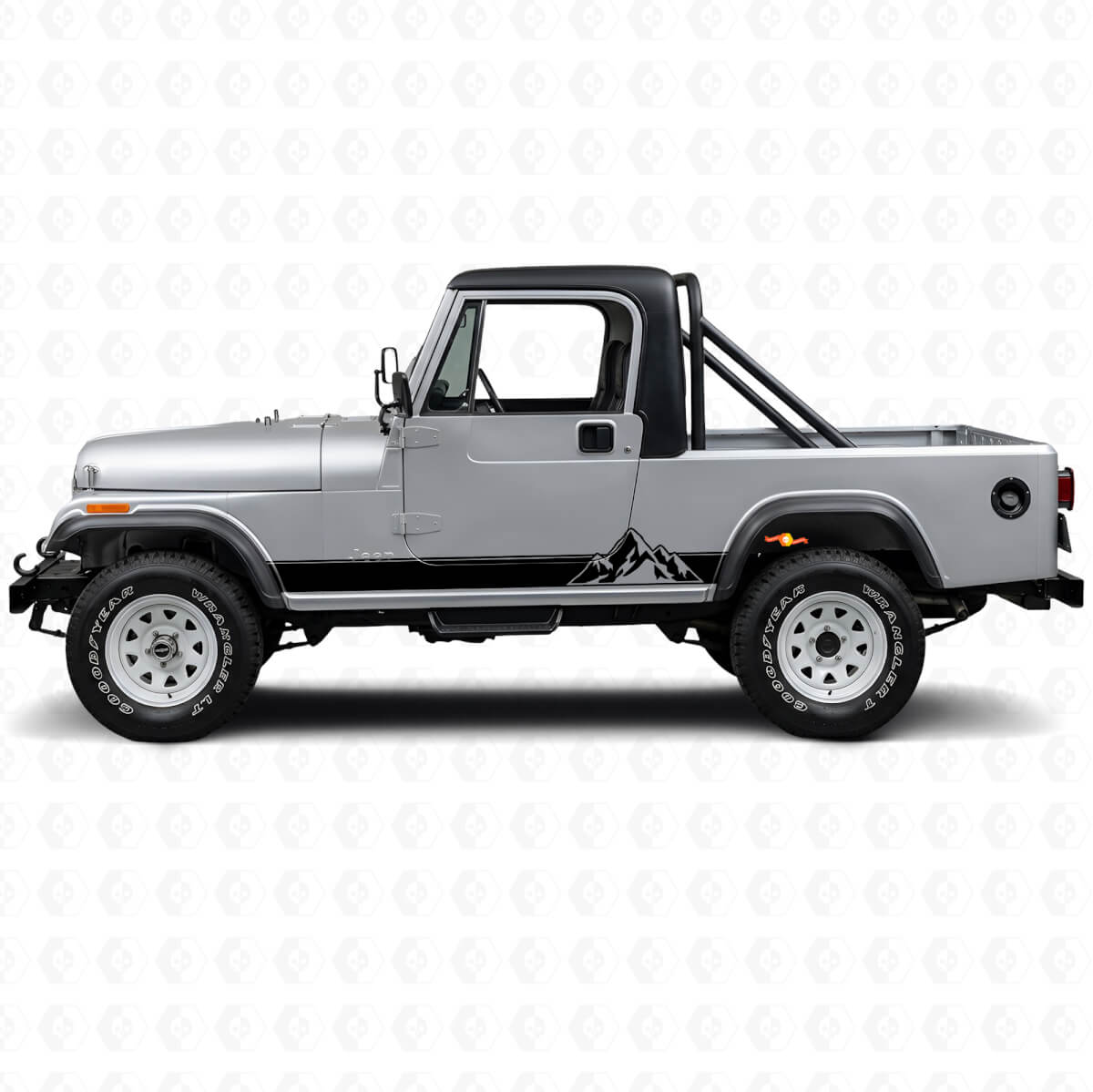 Adesivo Vinile Laterale a Strisce Stile Montagne per Jeep CJ-8 Scrambler 1981-1986