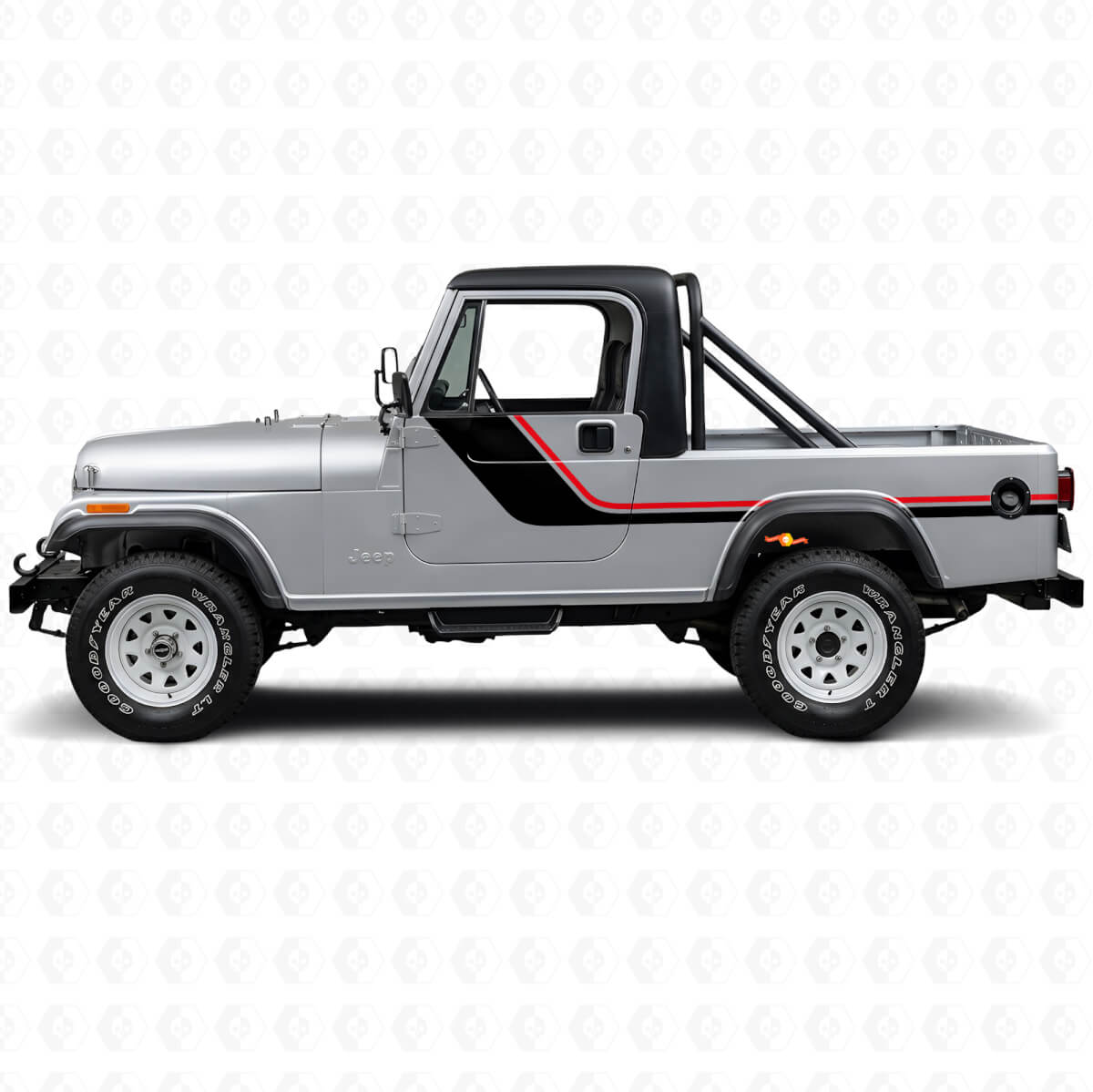 Adesivo Vinile Laterale a Strisce Gemelle per Jeep CJ-8 Scrambler 1981-1986