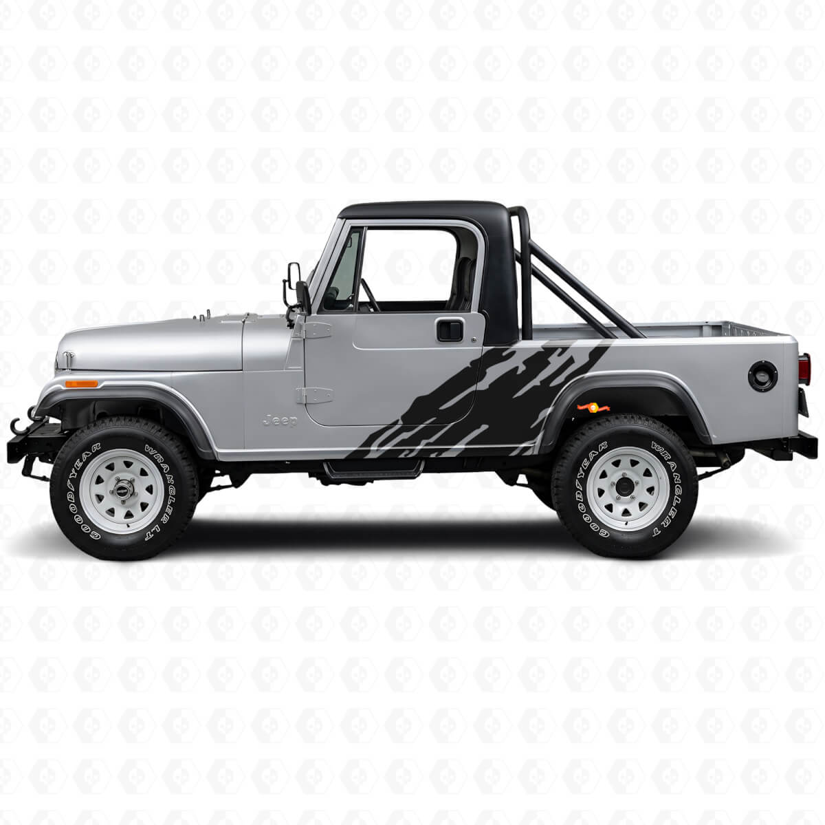 Adesivo Laterale in Vinile con Grafica Spruzzi di Fango per Jeep CJ-8 Scrambler 1981-1986