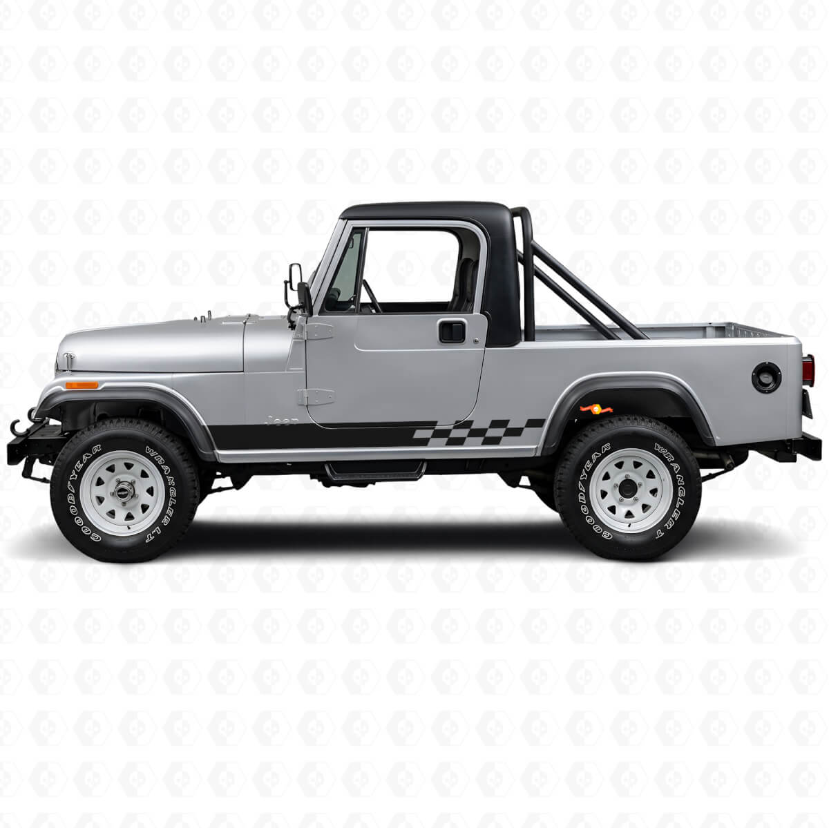 Adesivo Laterale in Vinile a Strisce a Scacchiera per Jeep CJ-8 Scrambler 1981-1986