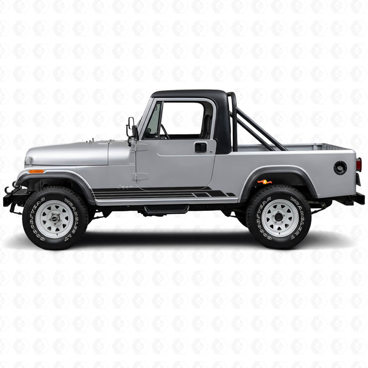 Kit di Adesivi Laterali a Strisce Curve in Vinile per Jeep CJ-8 Scrambler 1981-1986