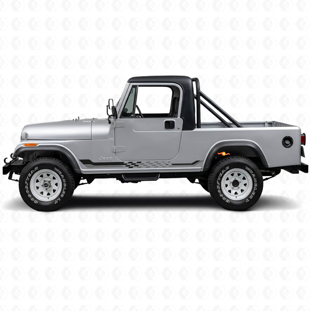 Adesivo in vinile con strisce laterali a scacchiera per Jeep CJ-8 Scrambler 1981-1986