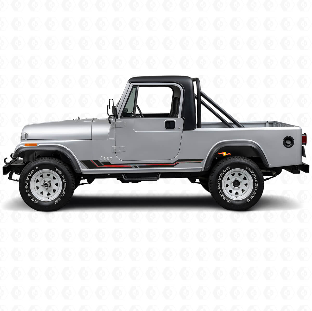 Adesivo in Vinile con Linee Curve per Modanatura Laterale Jeep CJ-8 Scrambler 1981-1986