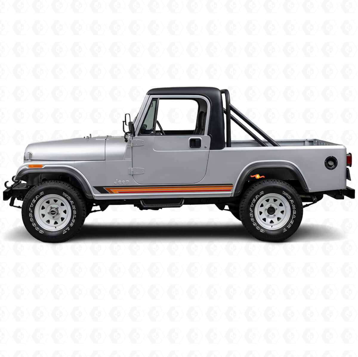 Strisce Laterali Vintage Diritte Adesivo in Vinile per Jeep CJ-8 Scrambler 1981-1986