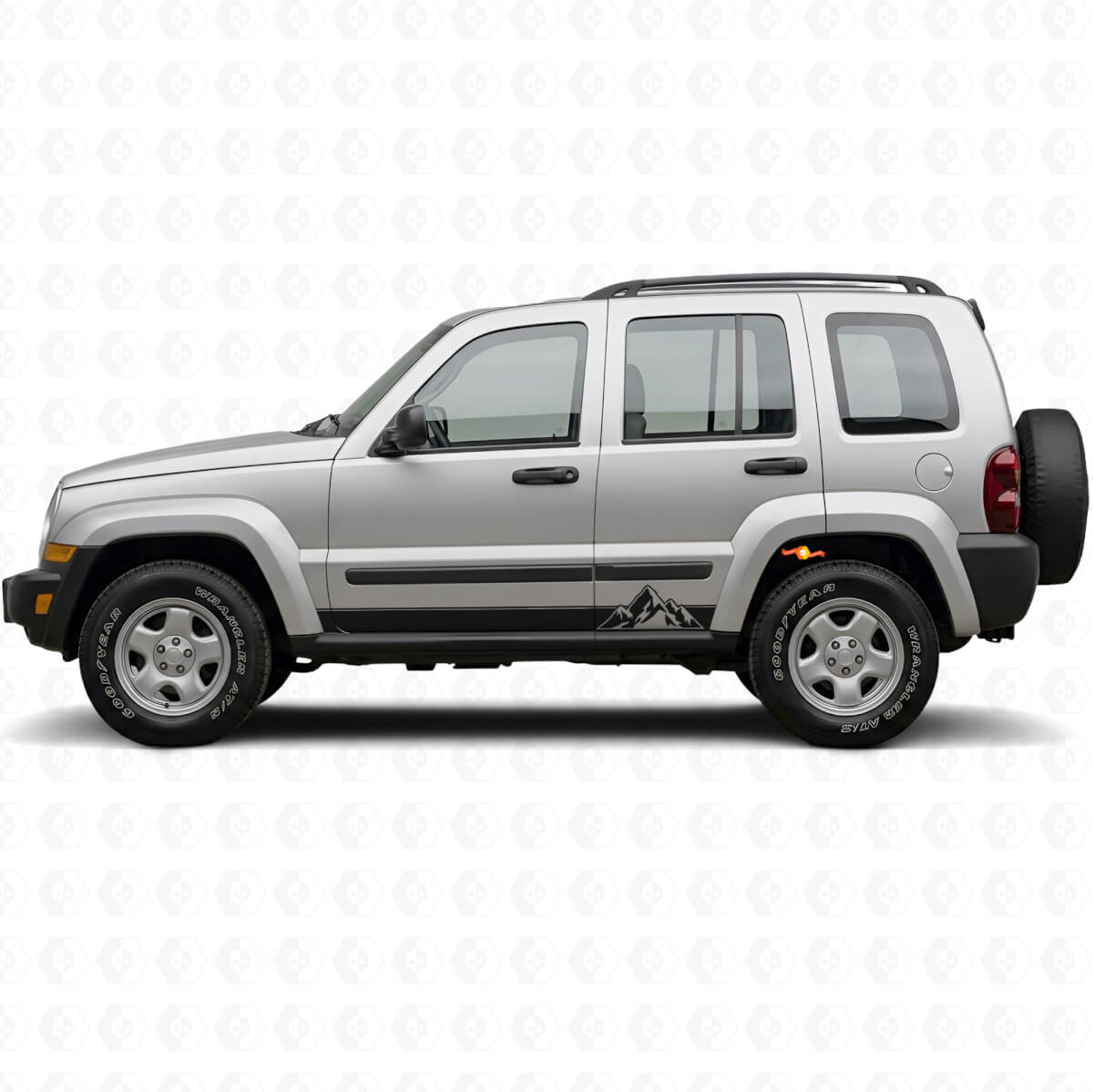 Strisce Laterali in Vinile Stile Montagne per Jeep Liberty 2002-2012