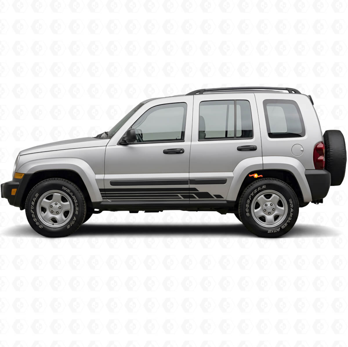 Kit Adesivi Laterali a Strisce Curve per Jeep Liberty 2002-2012