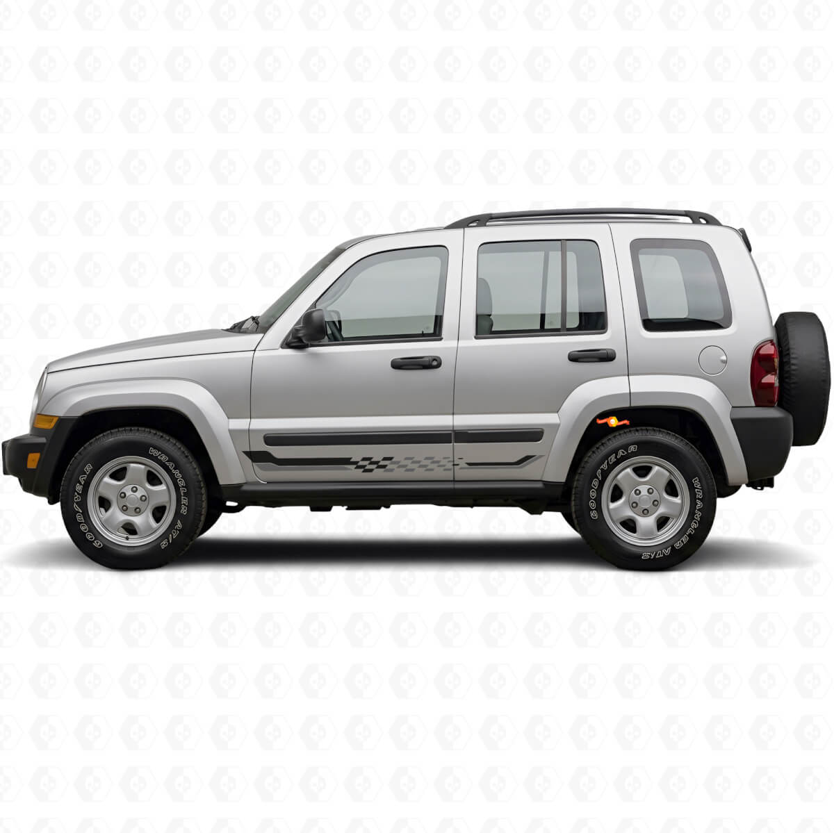 Adesivo in Vinile con Strisce Laterali a Scacchiera per Jeep Liberty 2002-2012