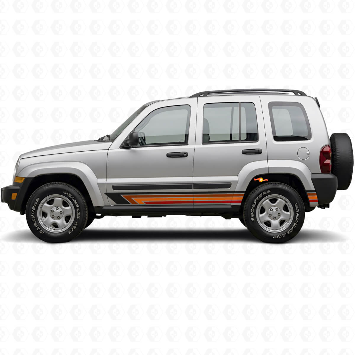 Adesivo Laterale in Vinile con Strisce Diritte Vintage per Jeep Liberty 2002-2012