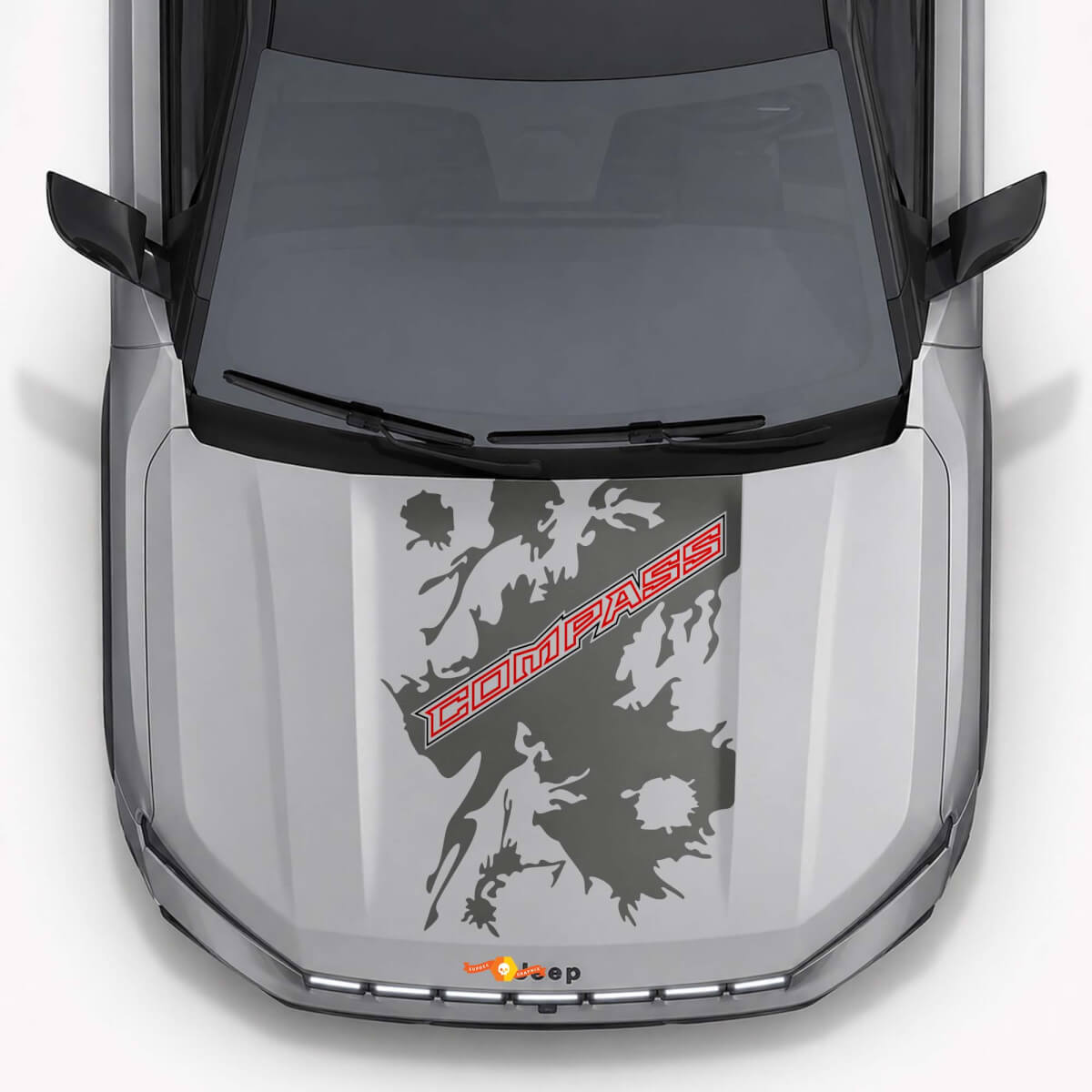 Adesivo in Vinile a Strisce Stile Spruzzo di Fango per Cofano Jeep Compass 2026